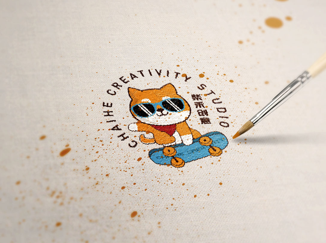 柴犬卡通logo设计