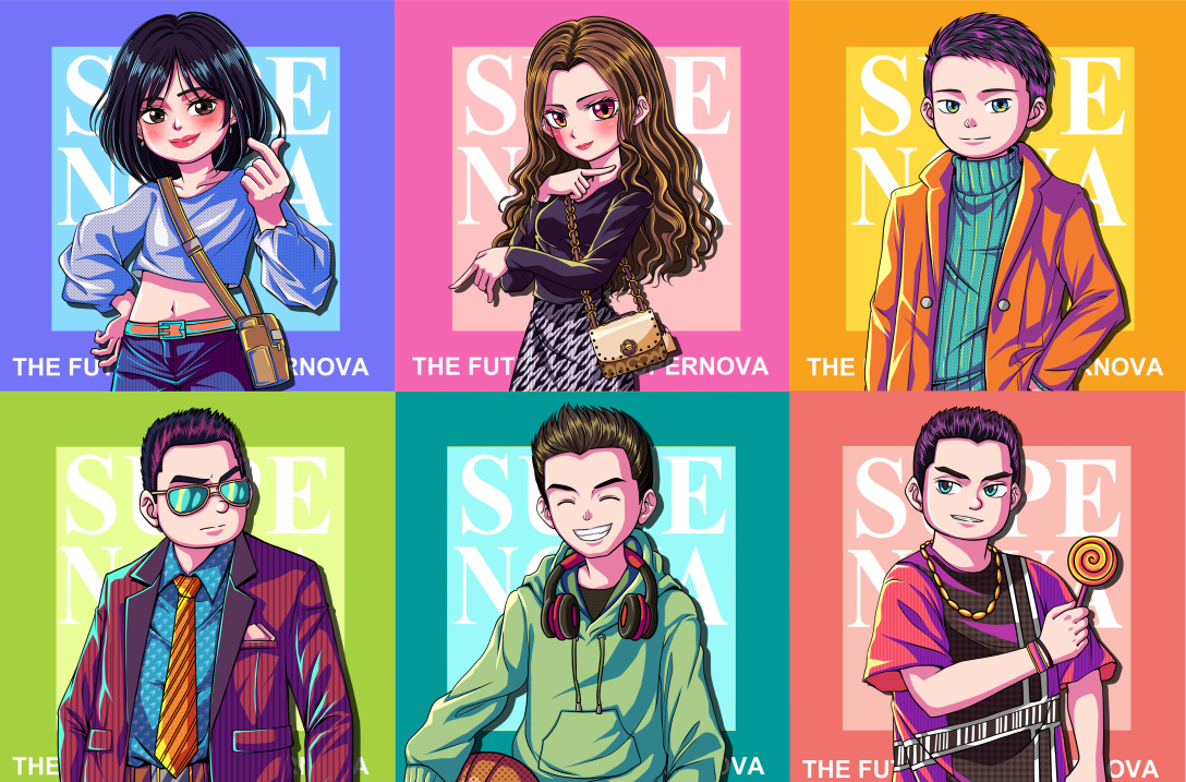 朋克卡通团队人物ip设计