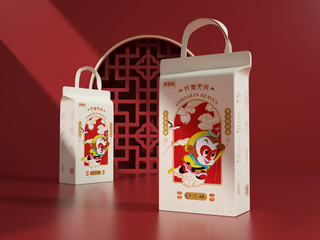 贝婴爽大闹天宫ip联名纸尿裤包装设计