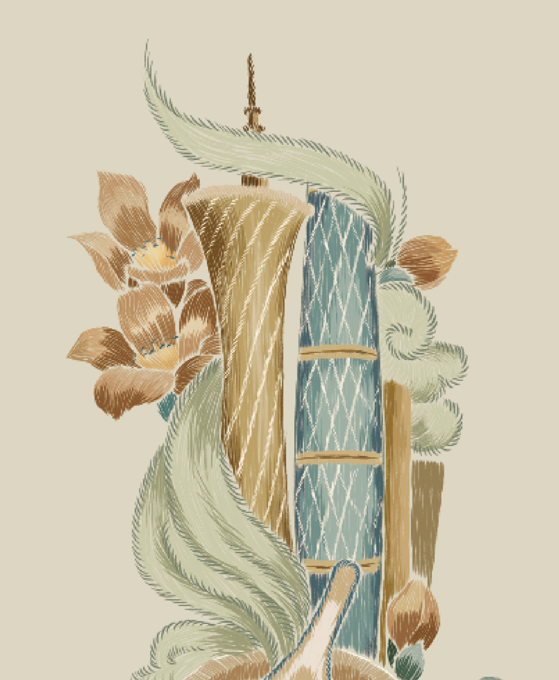 茶理宜世- 粤绣文化创意主视觉海报设计与广州限定杯及周边设计-古田