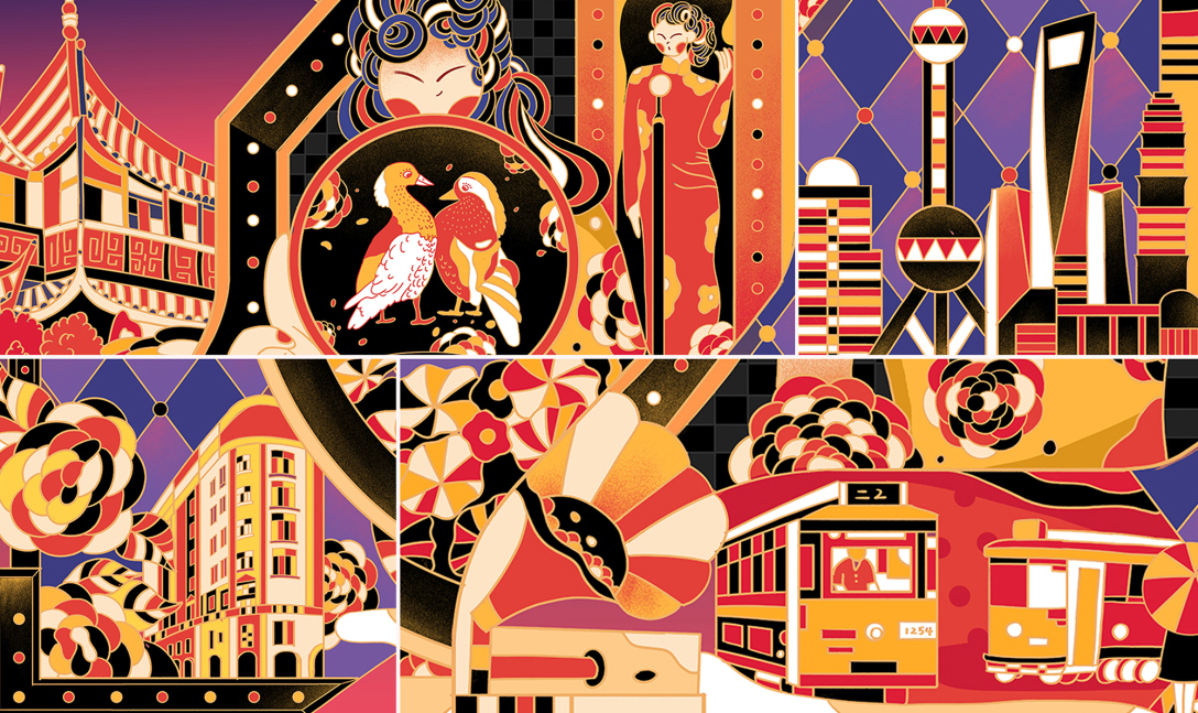 城市印象插画-上海