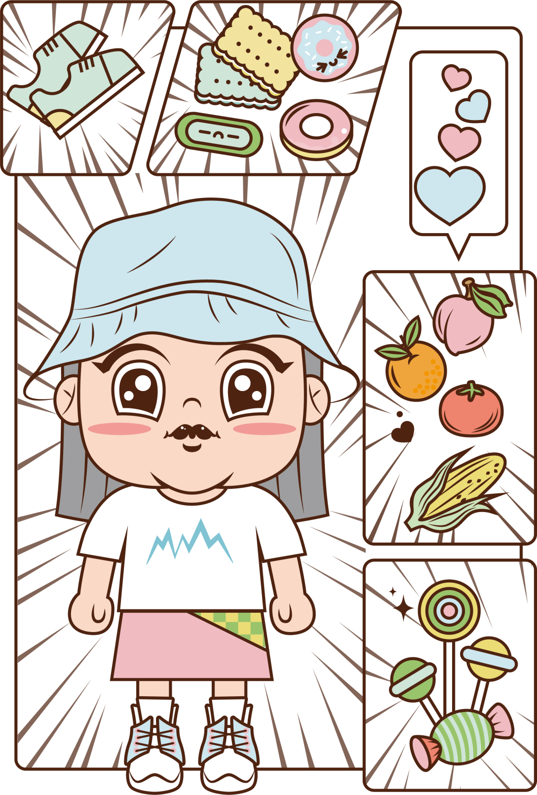 插画练习零食小吃节日人物卡通形象