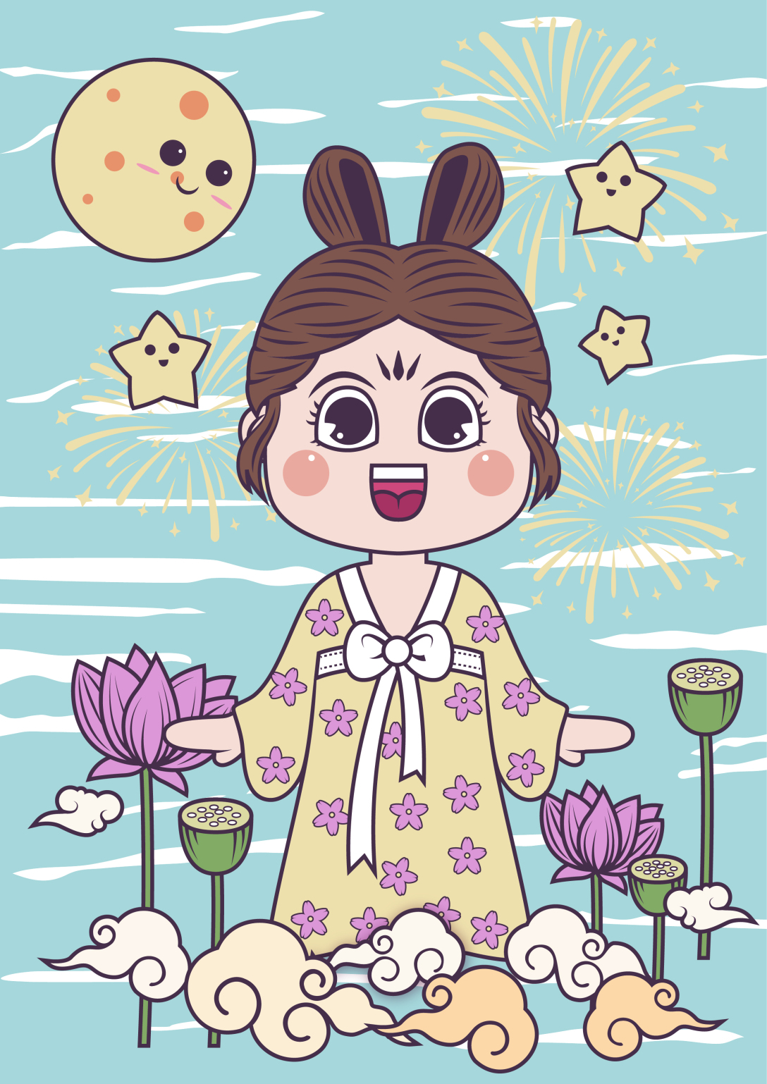 插画练习零食小吃节日人物卡通形象